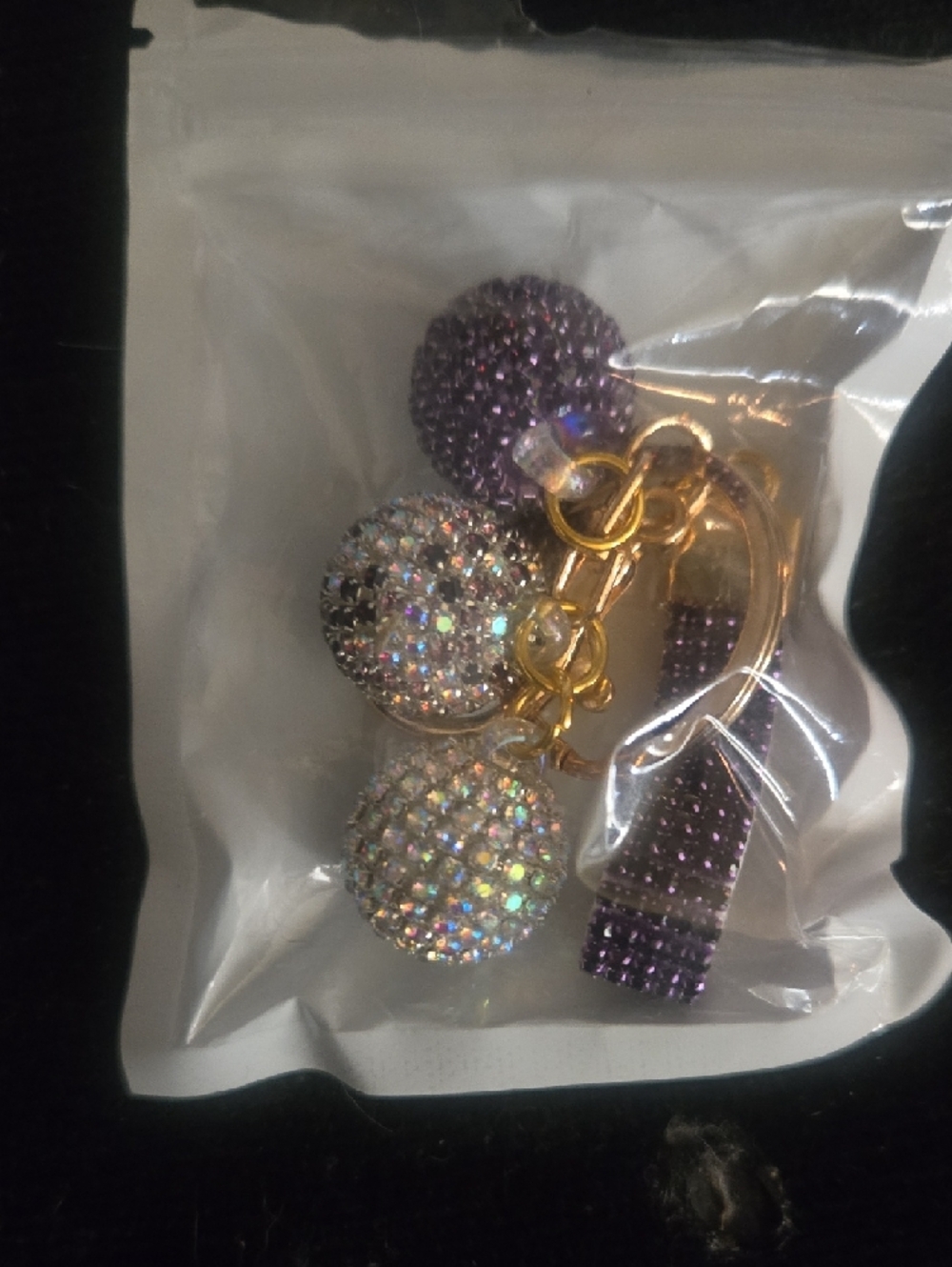 Sparkling Purple Crystal Keychain Charm, Purse Bag Charm - Picture 3 of 3